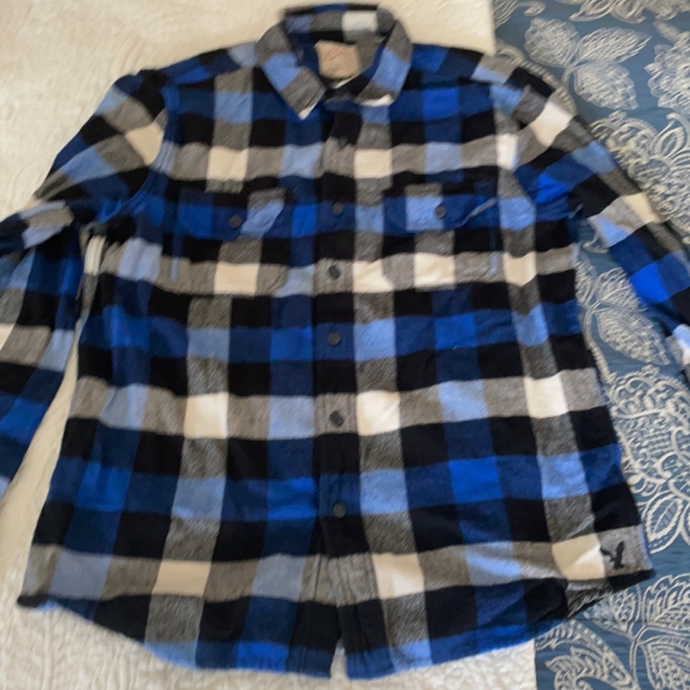 MENS AMERICAN EAGLE FLANNEL SHIRT SIZE LARGE - Picture 1 of 6